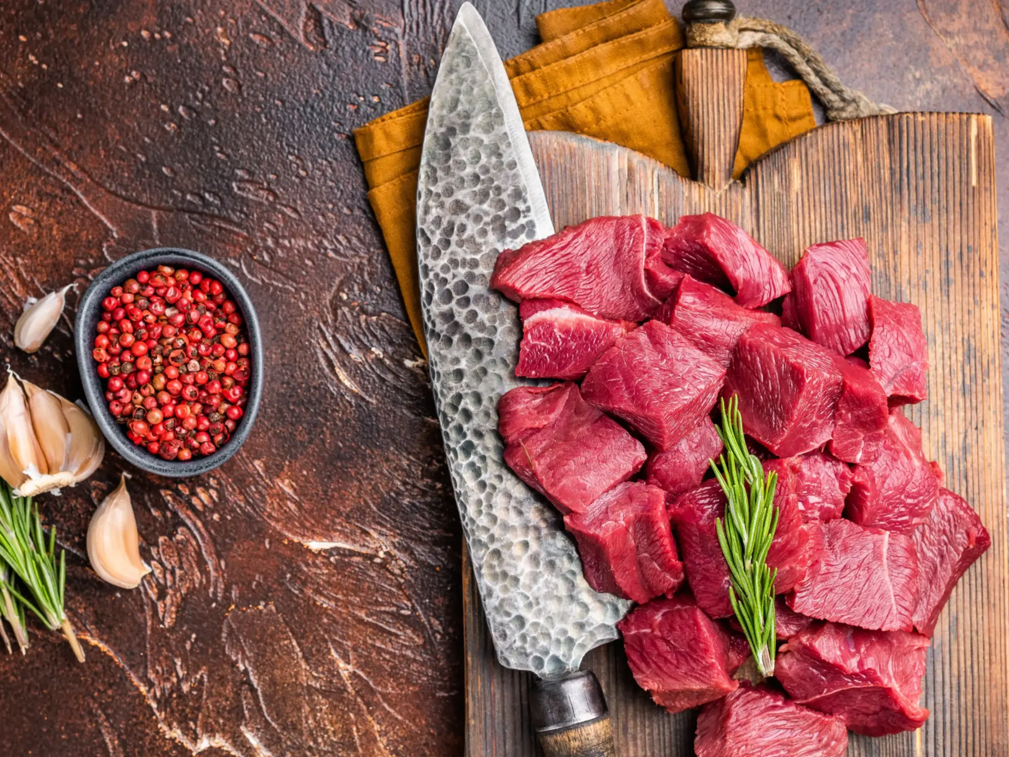 Fresh cuts on the butcher block at The Meat Point