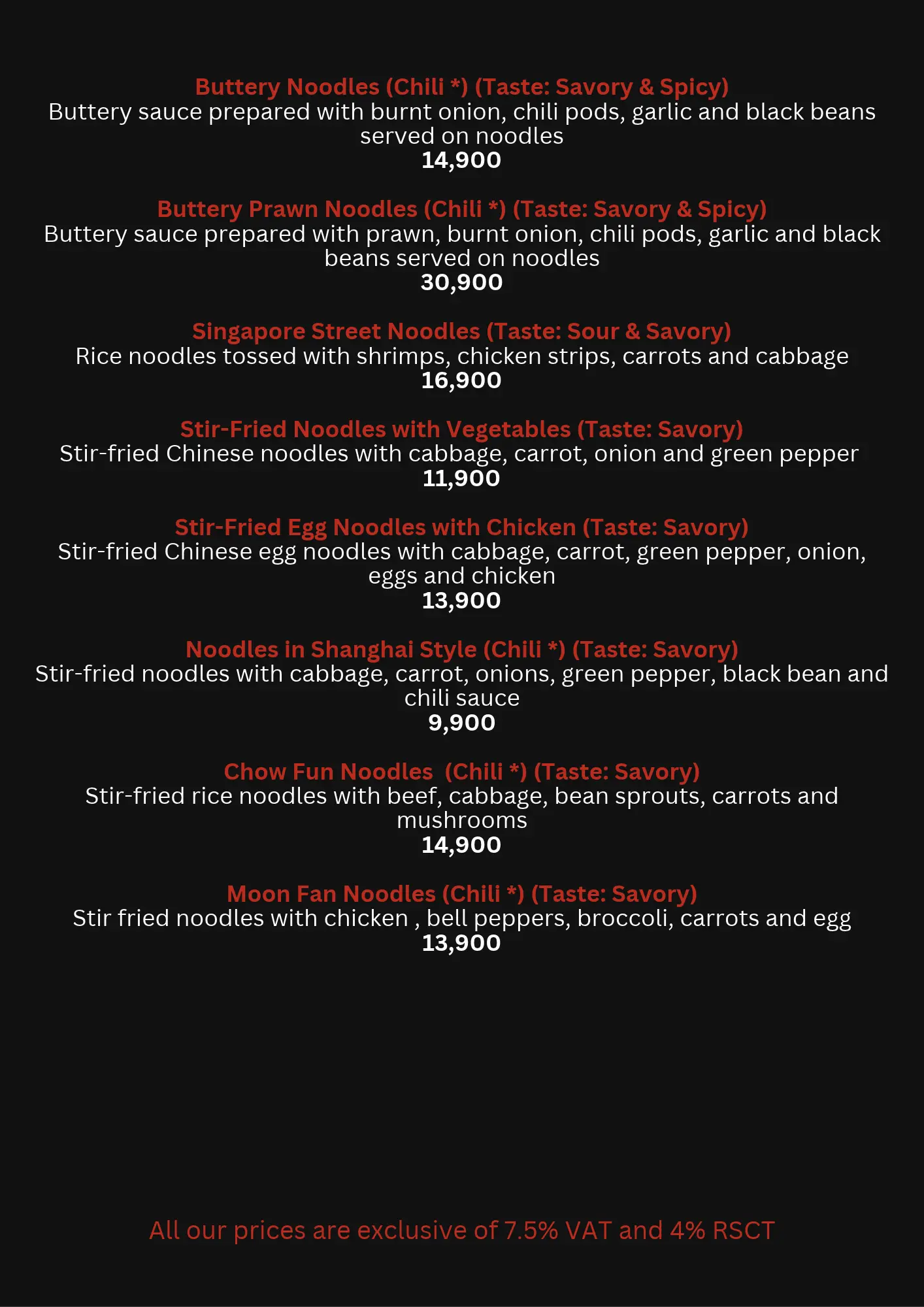 Asia Town menu - Noodles