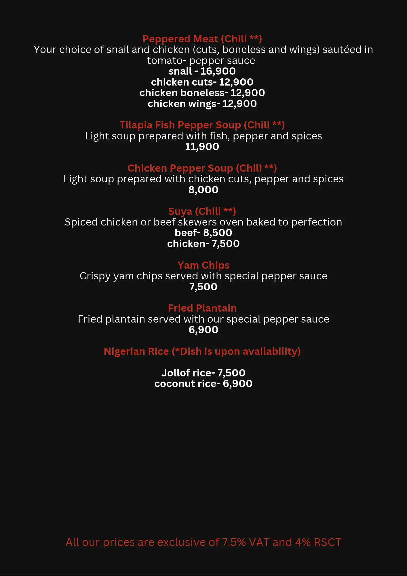 Asia Town menu - Nigerian Dishes