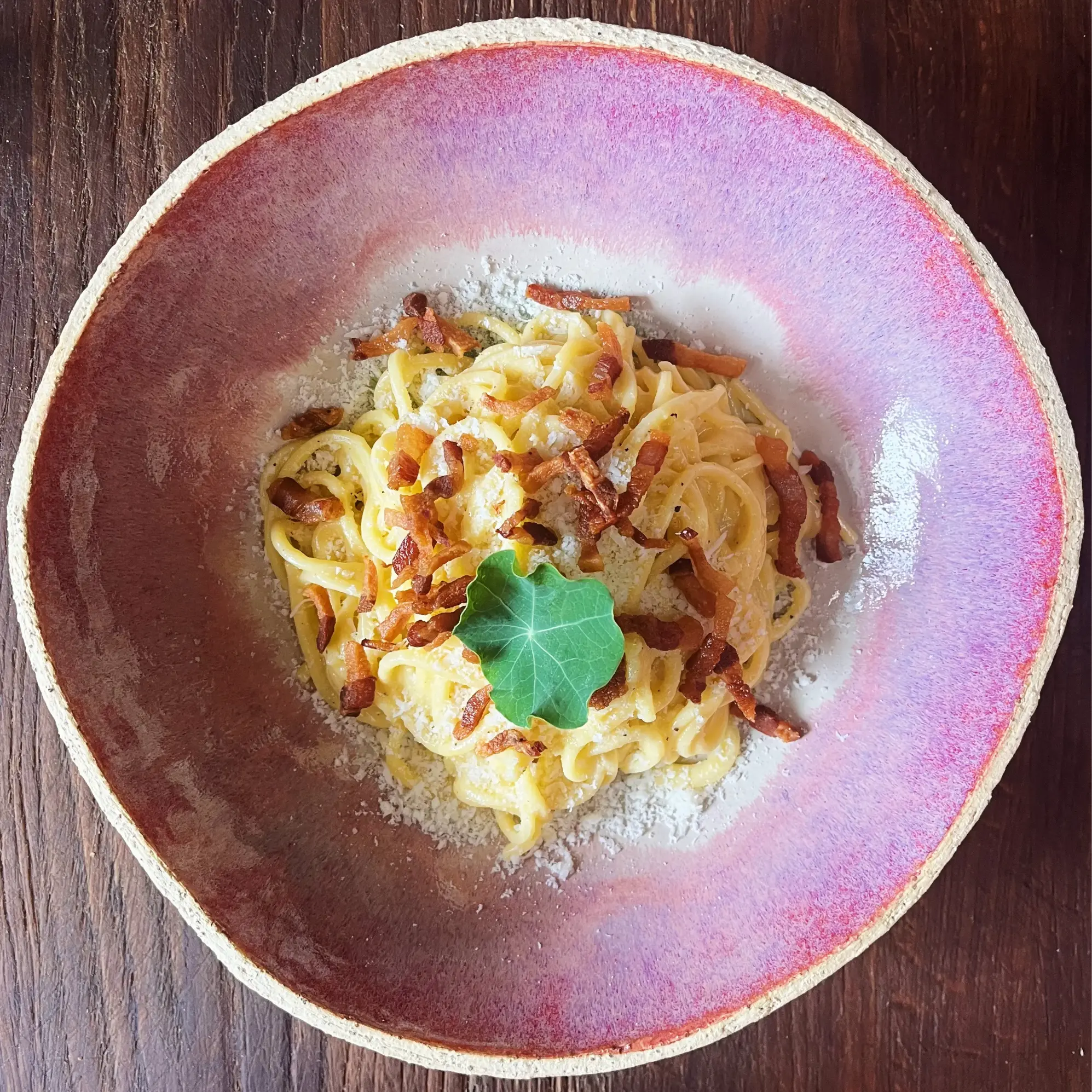 Makaron carbonara z pancettą - restauracja Włoski Ogród Michałowice